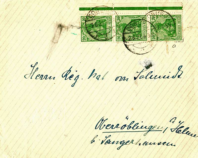 Brief mit Dreierstreifen MiNr. 143